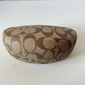 Coach Sunglasses Case Brown Monogram Large Hard Case Faux Leather
